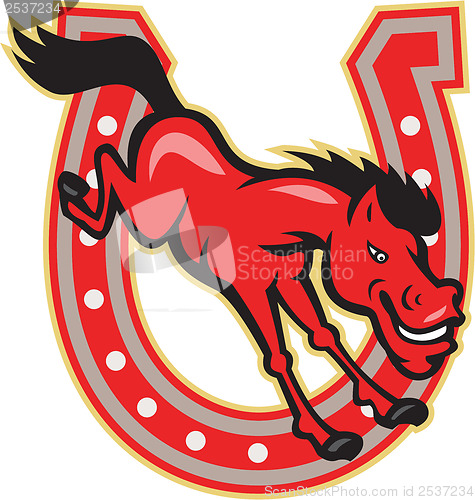 Image of Red Horse Jump Over Horseshoe 