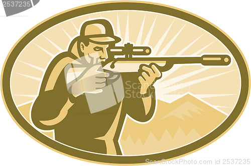 Image of Hunter Aiming Rifle Oval Retro