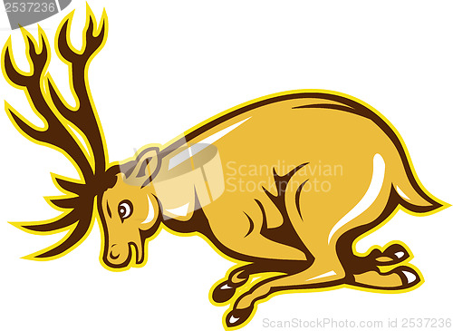 Image of Deer Charging Side Cartoon