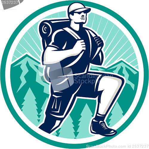 Image of Hiker Hiking Mountain Retro