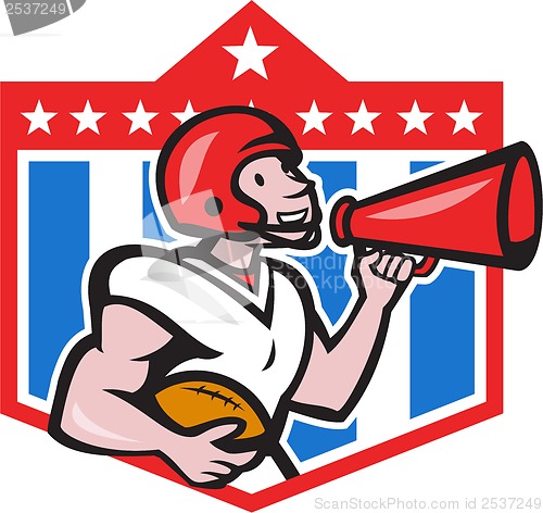 Image of American Football Quarterback Bullhorn Cartoon