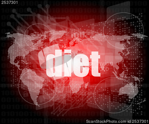 Image of diet word on digital touch screen