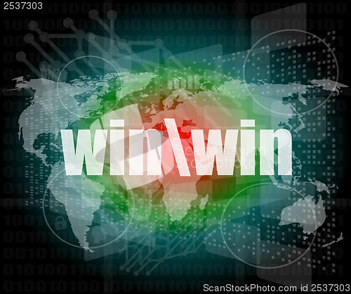 Image of win word on digital touch screen interface