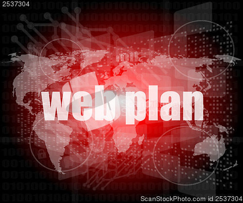 Image of words web plan on digital touch screen