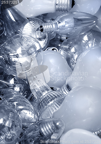 Image of 	Old Light Bulbs in garbage can