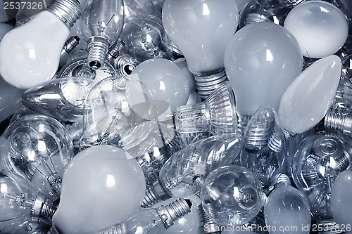 Image of Old Light Bulbs in  garbage can