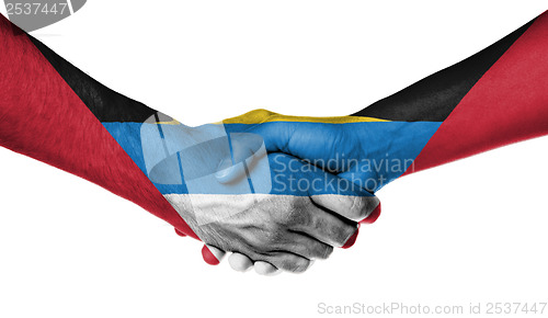 Image of Man and woman shaking hands