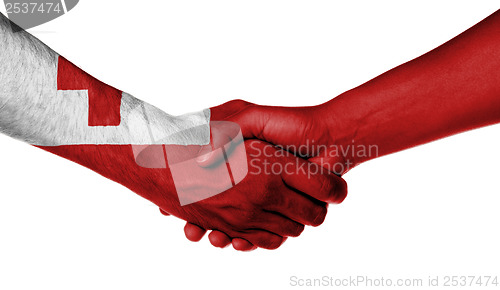 Image of Man and woman shaking hands