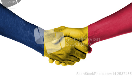 Image of Man and woman shaking hands