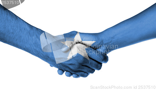 Image of Man and woman shaking hands