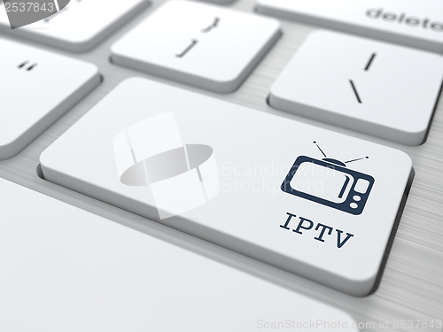 Image of IPTV on White Keyboard Button.
