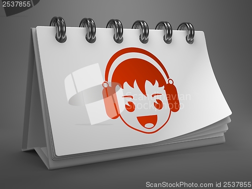 Image of Desktop Calendar - Boy with Headphones Icon.