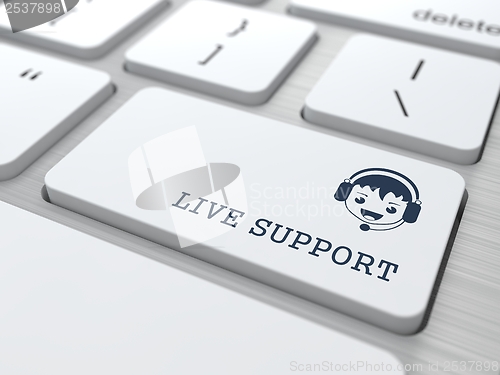Image of Live Support on White Keyboard Button.