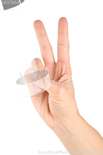 Image of Hand simulating victory sign