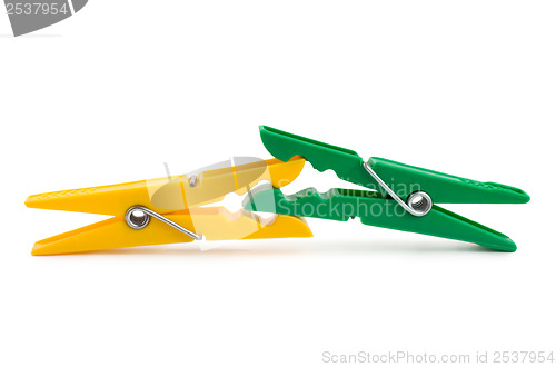 Image of Photo of Colour clothespins isolated