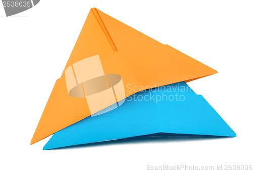 Image of Orange and blue paper hat