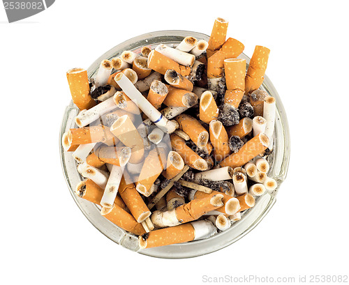 Image of Cigarettes in an ashtray isolated