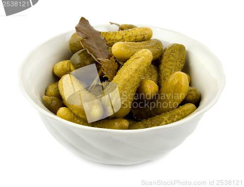 Image of Salt cucumbers in a dish