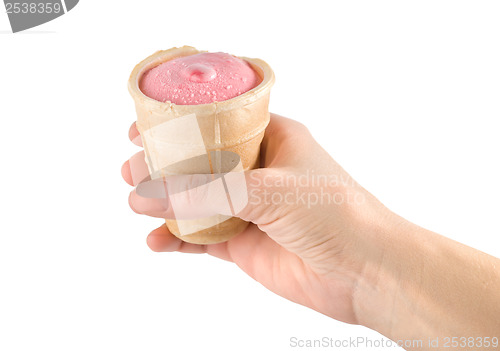 Image of Pink ice cream in hand