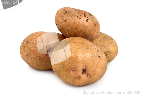 Image of Three potatoes isolated on a white