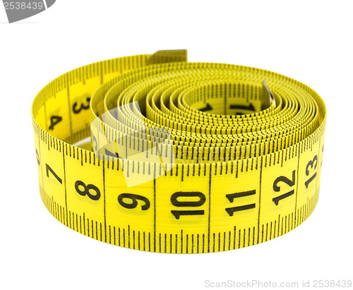 Image of Curled yellow measuring tape
