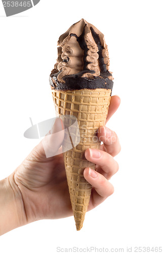 Image of An ice cream in a hand is isolated