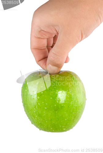 Image of Green apple in hand (Path)