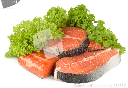 Image of Salmon and lettuce isolated