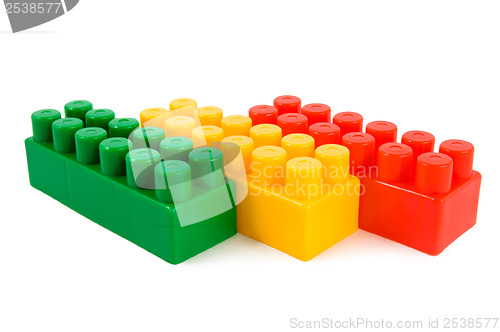 Image of Stack of colourful building blocks isolated