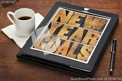 Image of New Year goals on digital tablet