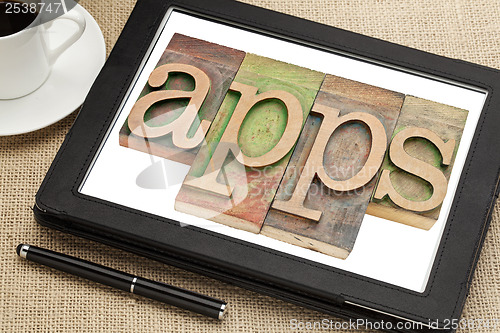 Image of apps word on digital tablet
