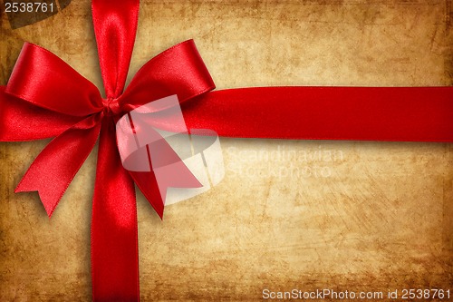 Image of Red ribbon and bow on the cartoon box