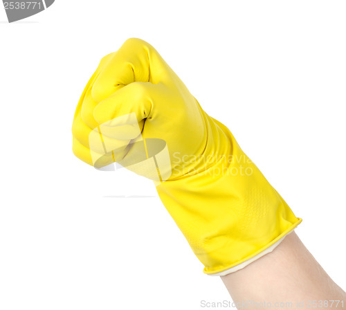 Image of Fist in a yellow glove 