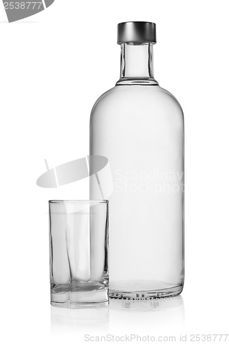 Image of Bottle and glass of vodka