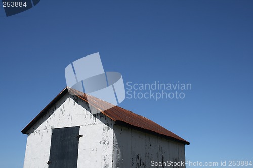 Image of White hut and the blue sky