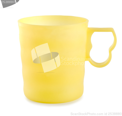 Image of Yellow plastic mug 