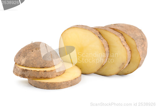 Image of Cut potatoes isolated on white