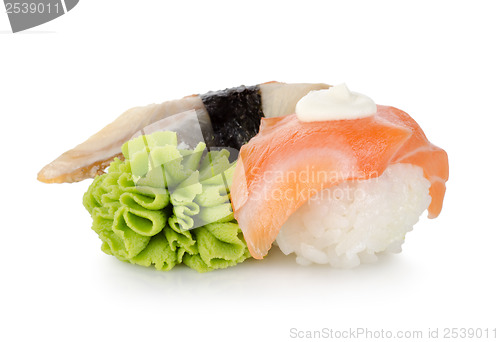 Image of Sushi and wasabi isolated