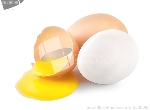 Image of Broken eggs with a yellow yolk