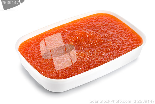 Image of Red caviar in a plastic container