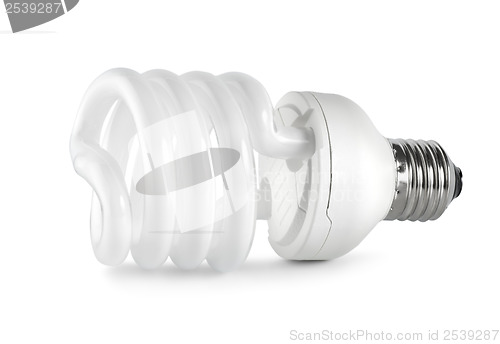 Image of Energy saving  fluorescent lightbulb. Path
