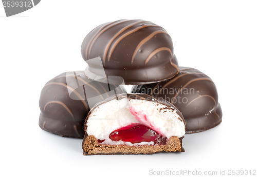 Image of Chocolate bar with cream isolated