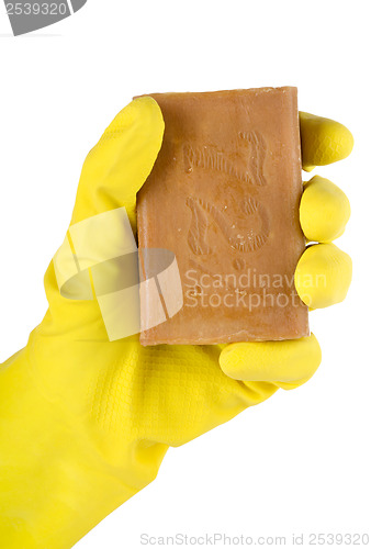 Image of Cleaning glove with a soap