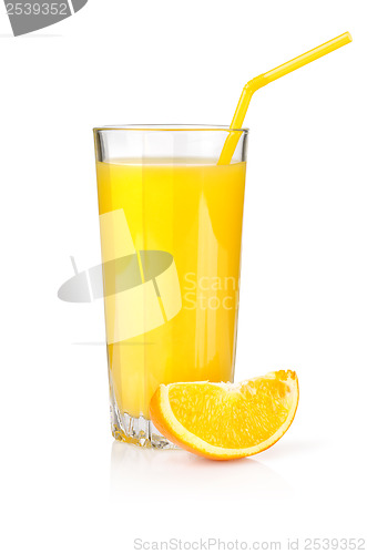 Image of Orange juice in a glass isolated on a white