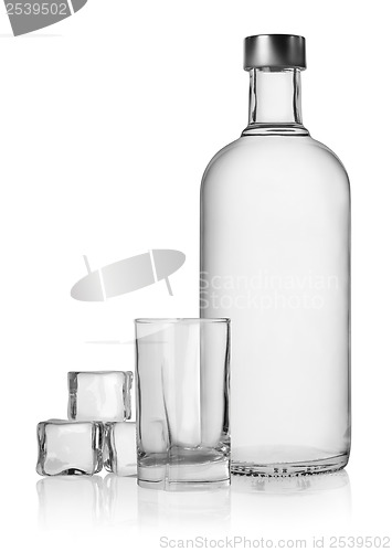 Image of Bottle of vodka and ice cube