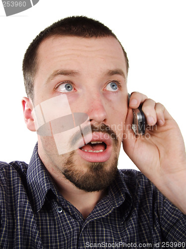 Image of Young man calling - phone communication