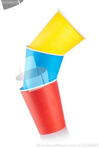 Image of Three colored paper cups