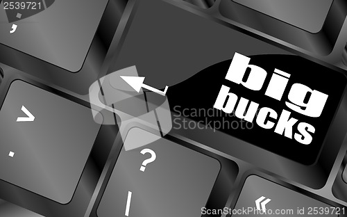 Image of big bucks on computer keyboard key button