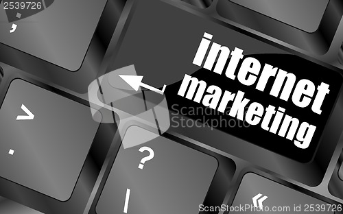 Image of online marketing or internet marketing concepts, with message on enter key of keyboard key