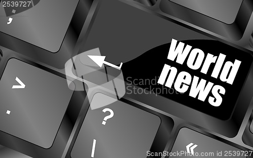 Image of words world news on computer keyboard key
